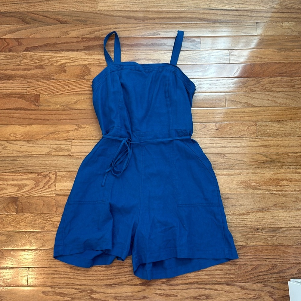 Old Navy Royal Blue Linen-Blend Romper